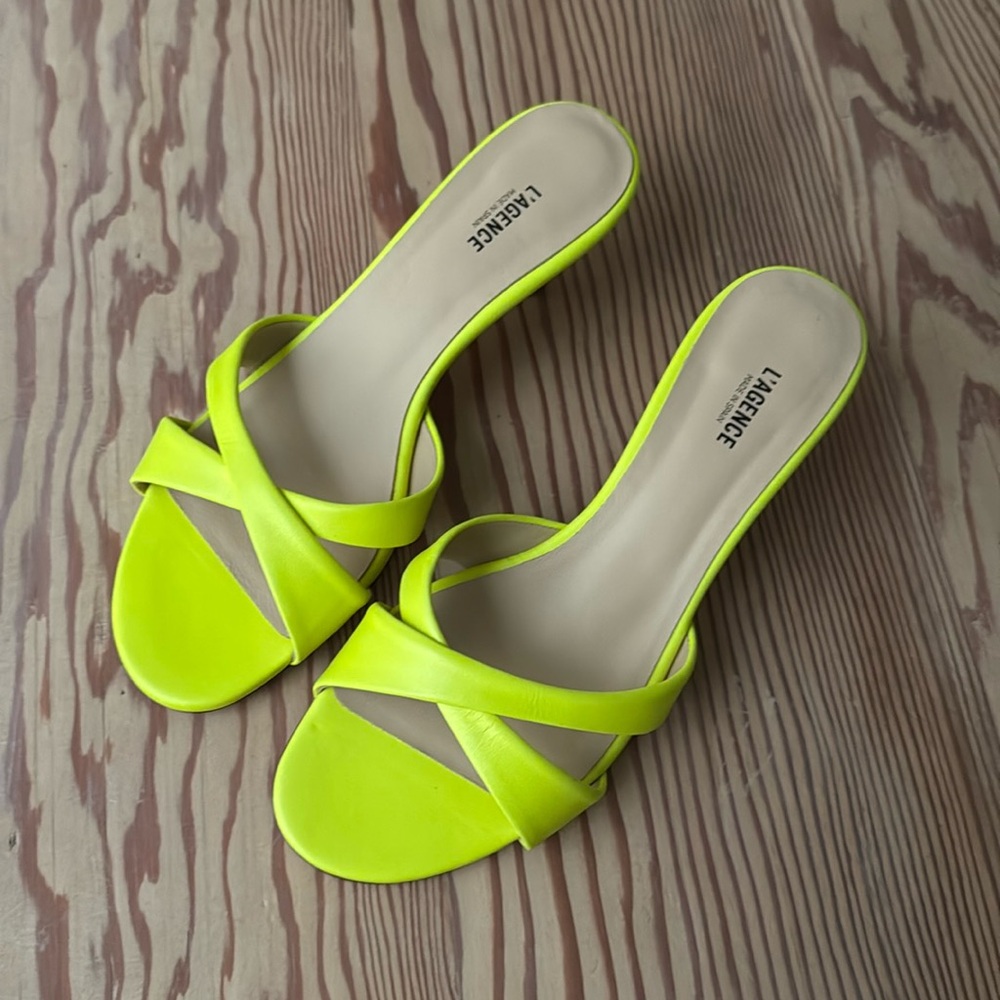 L’agence neon yellow heels NEW